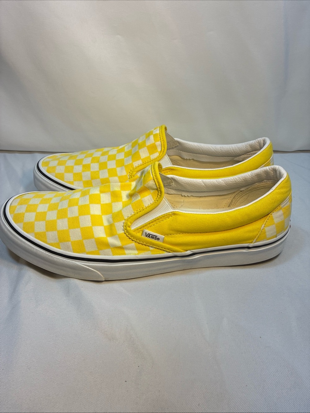 Vans Classic Slip-On Checkerboard Cyber Yellow White Men's Size 13 VN0A33TB42Z